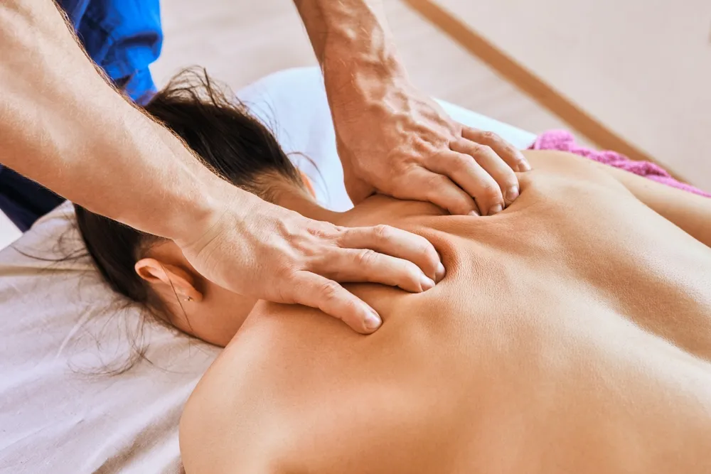 Deep tissue massage is therapy that uses firm pressure and low strokes, technique known as stripping to massage deep muscle layers and fascia, connective tissue surrounding muscles