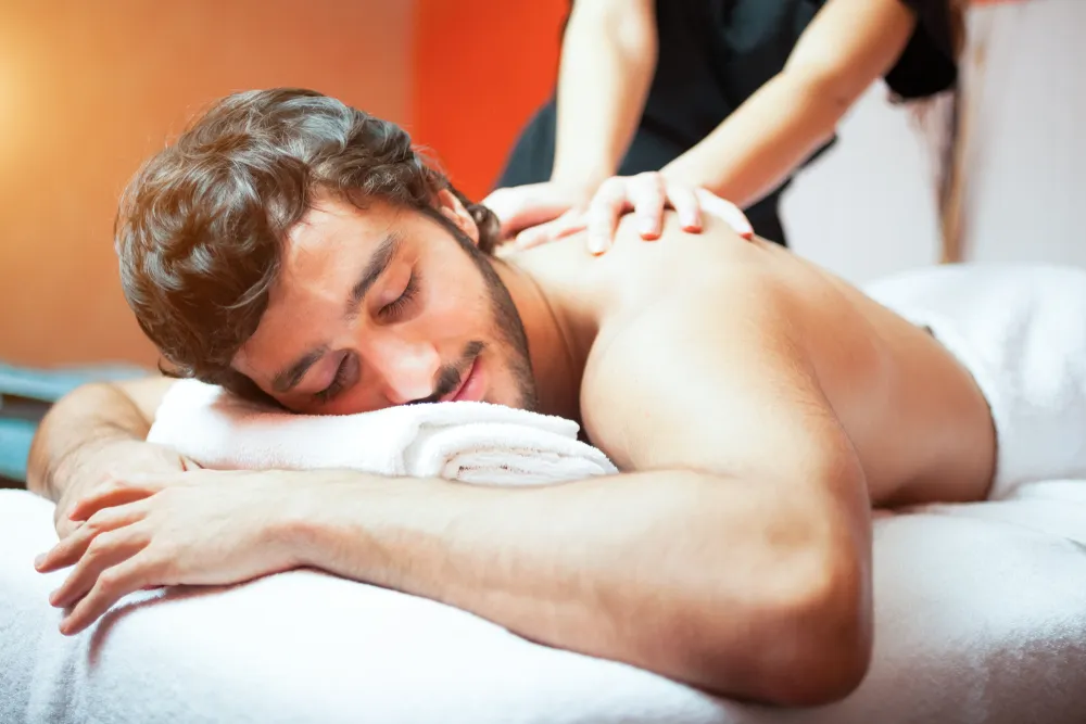 Man relaxing in a spa, wellness concept