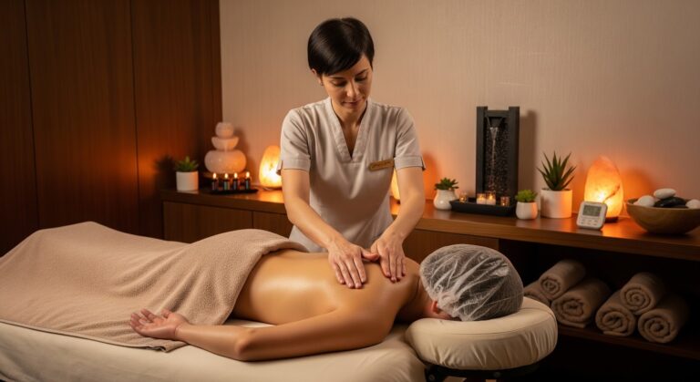 massaging a woman in the back