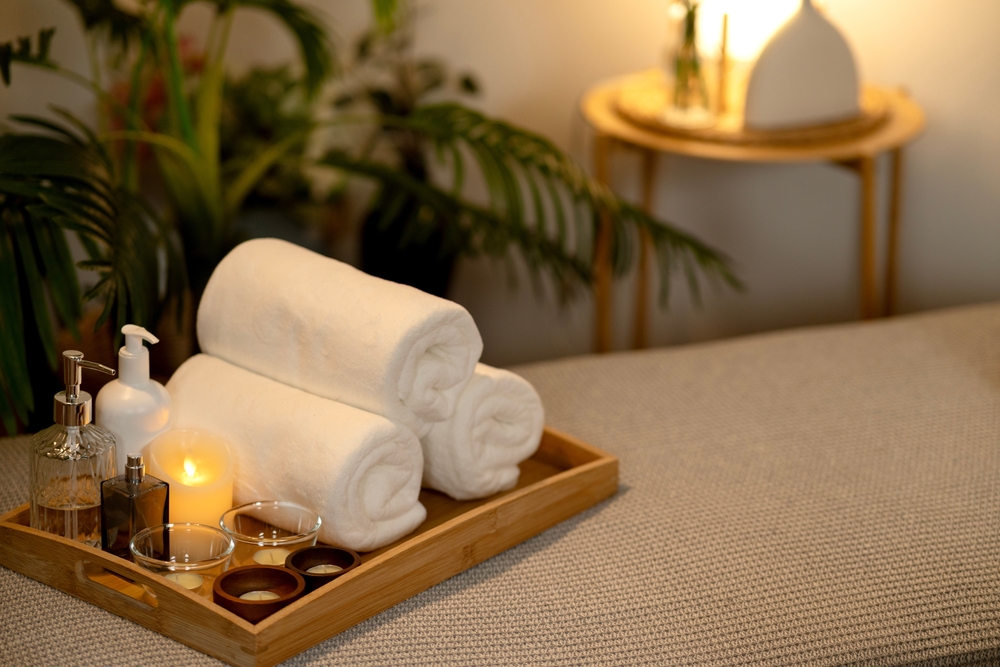 Luxurious spa products for ultimate relaxation setup.